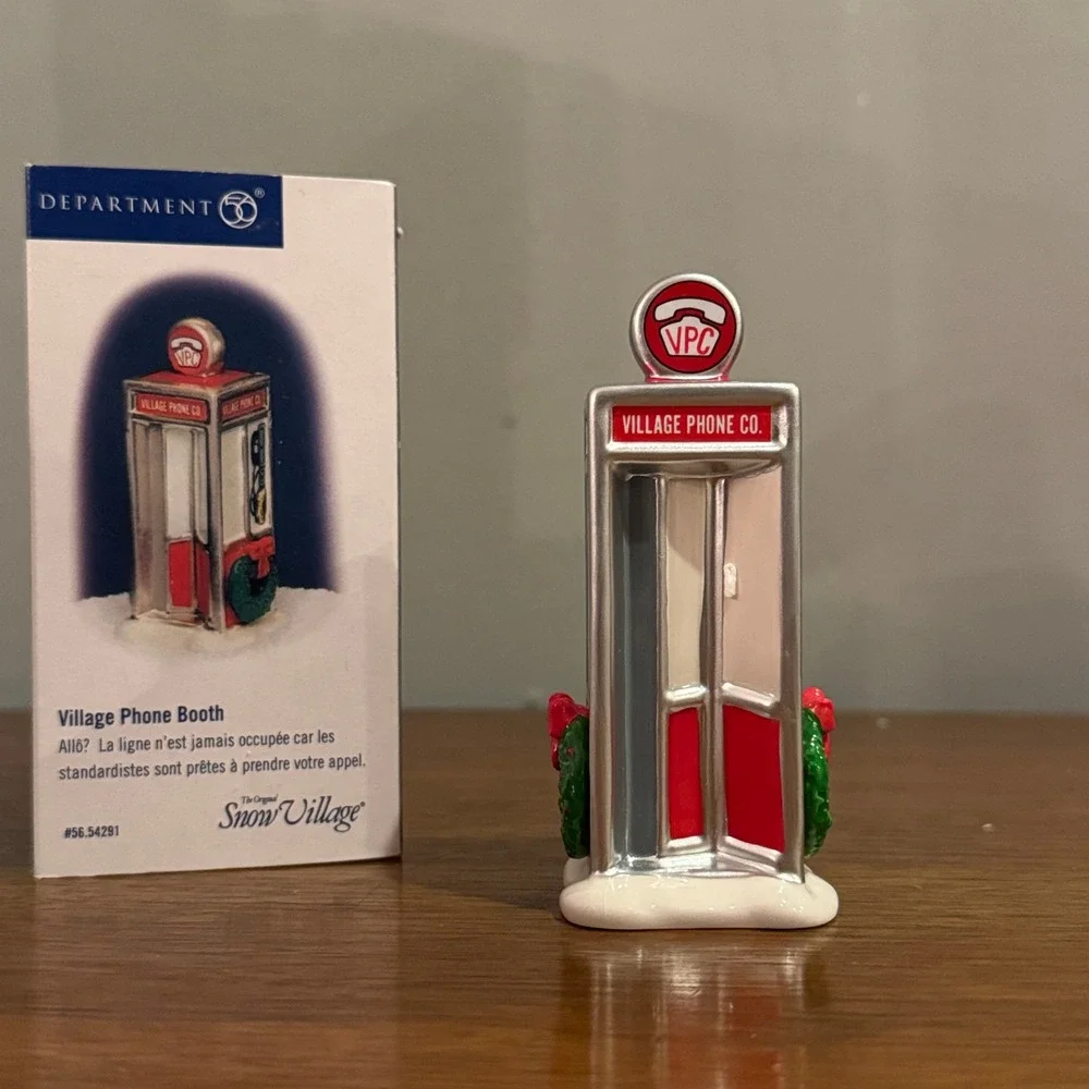 Department 56 Village Phone Booth Snow Village Accessory in Box Dept 56